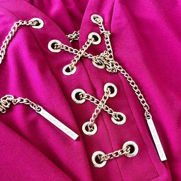 Michael Kors Chain Lace Up Dress Fuschia Pink Workday Fashion Brunch Outfit - Picture 7 of 9